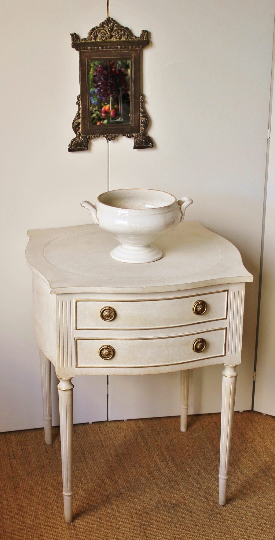 George III Style "Gustavian Painted" 2 Drawer Side Table/Bedside Table/Chest - Image 4