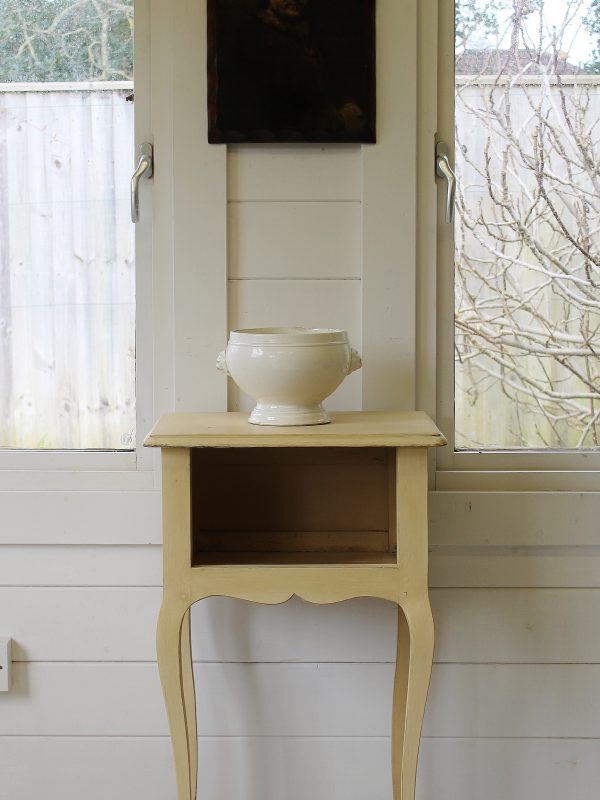 French Painted Oak Yellow Ochre Side Table/Pot Cupboard/Bedside Table/Nightstand