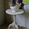 Pretty Antique Carved Wood Painted "Swedish White" Pedestal/Wine/Side Table