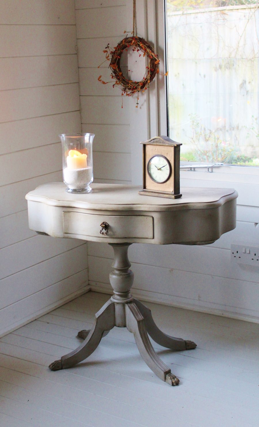 Super Quirky "Artisan French Grey Painted" Console/Pedestal Side/Hall Table