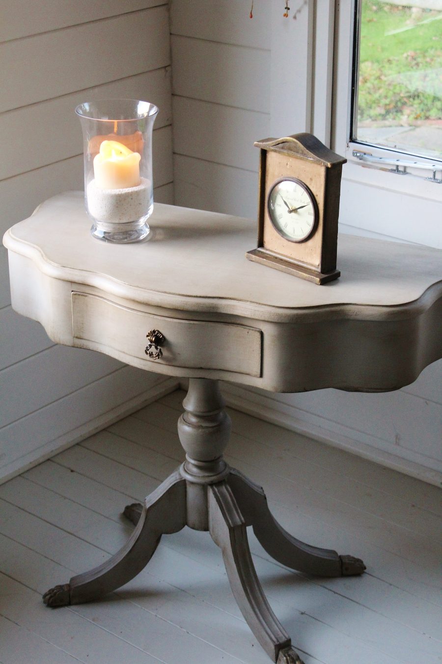 Super Quirky "Artisan French Grey Painted" Console/Pedestal Side/Hall Table - Image 3
