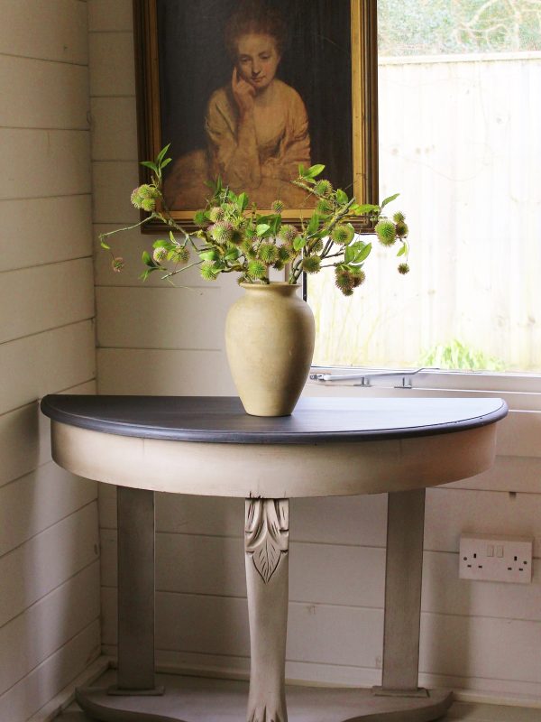 Large Artisan French Grey Painted Wash Stand Console Pedestal Hall Table