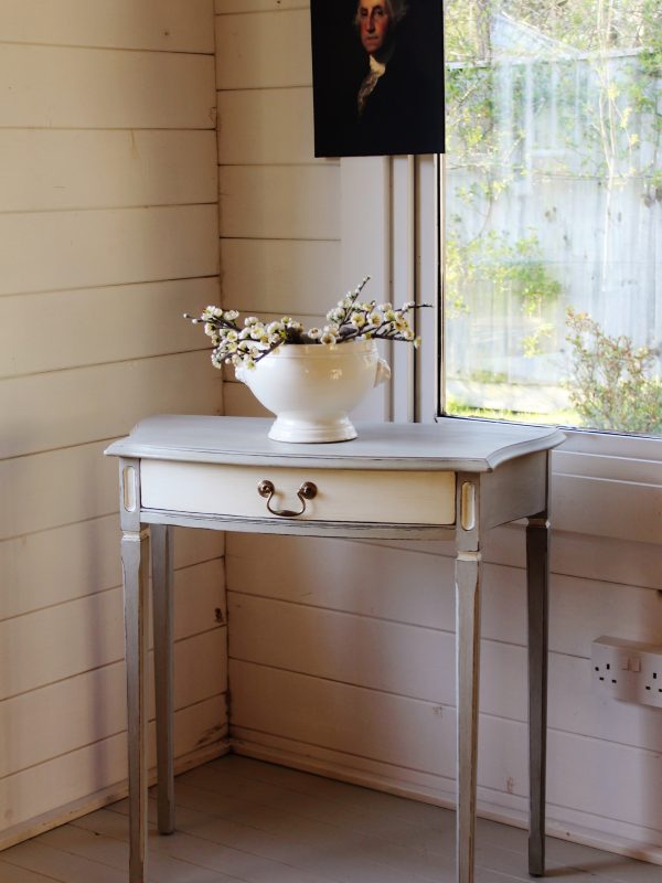 Small "Artisan Painted" Grey and White Lamp/Side/Console/Hall Table