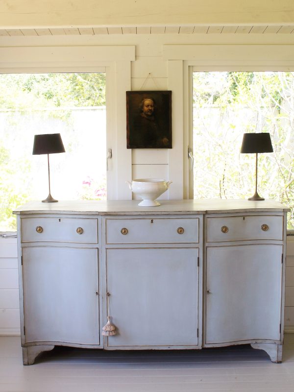 Artisan Painted Mahogany Gustavian Style Serpentine Fronted Sideboard/Server