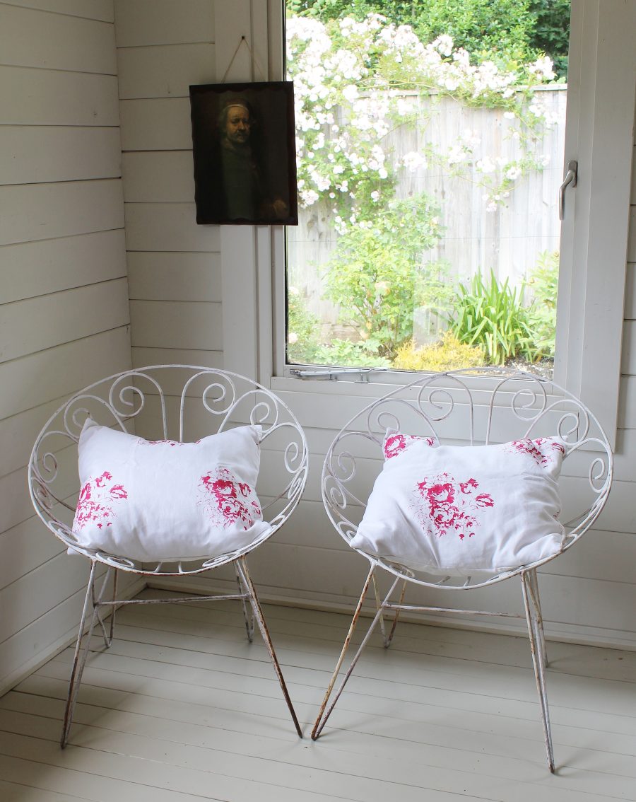 Pair of 1950's Wrought Iron Interior/Exterior Chairs With Original Rustic Patina
