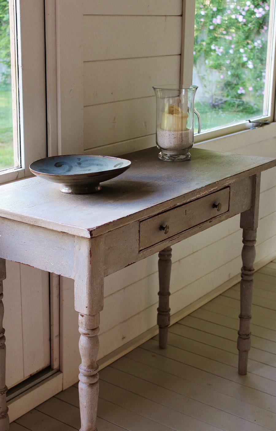 Antique Painted French Grey Console/Hall Table or Writing Desk