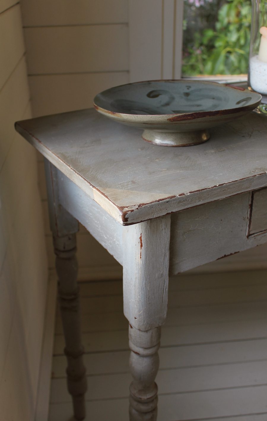 Antique Painted French Grey Console/Hall Table or Writing Desk - Image 11