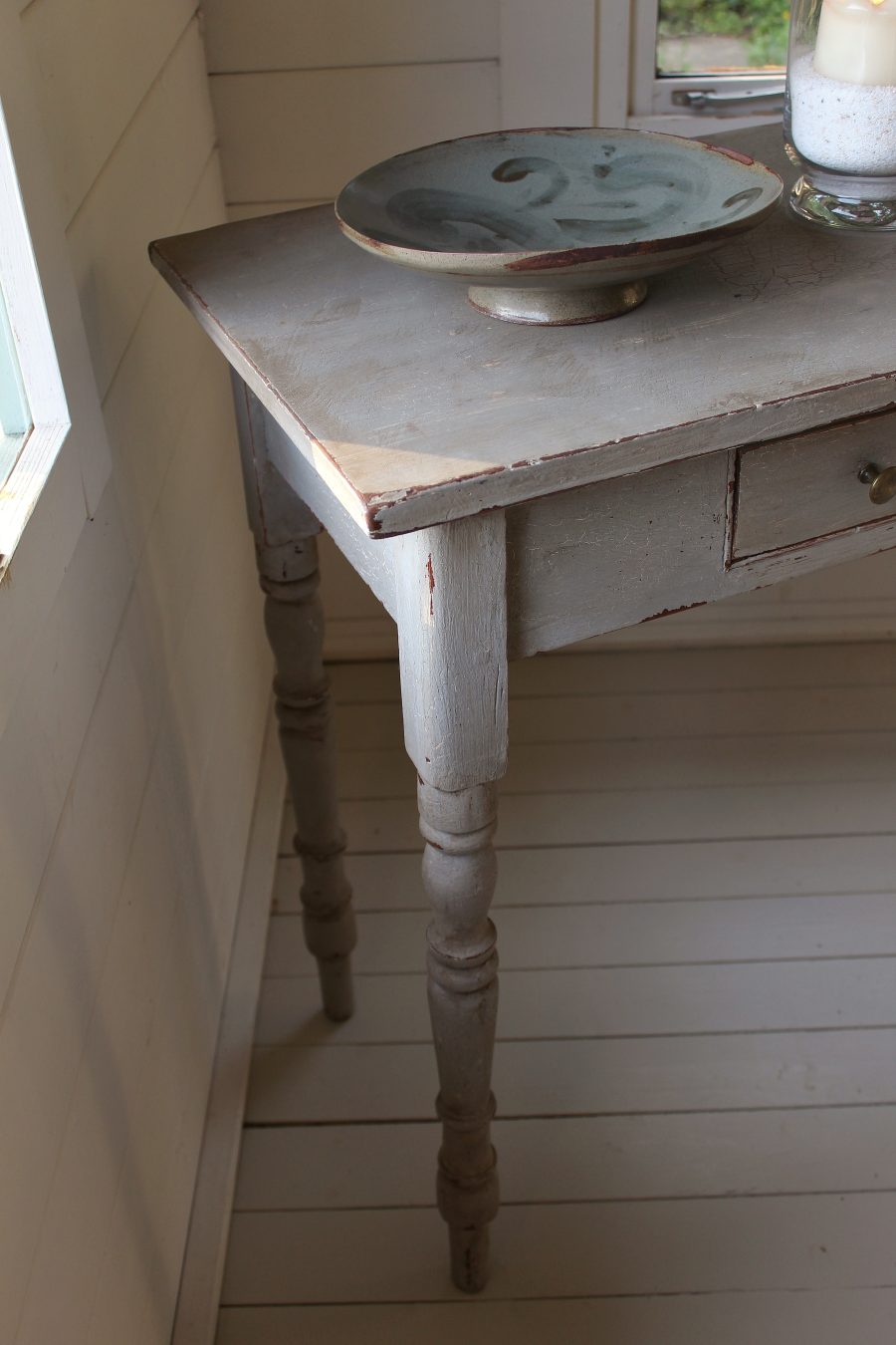 Antique Painted French Grey Console/Hall Table or Writing Desk - Image 12