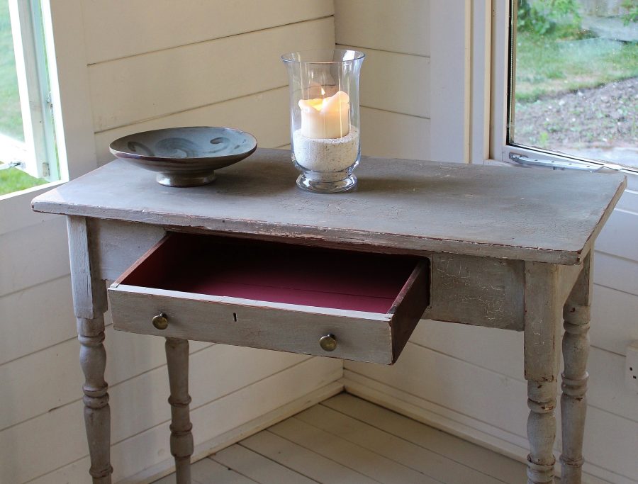 Antique Painted French Grey Console/Hall Table or Writing Desk - Image 14