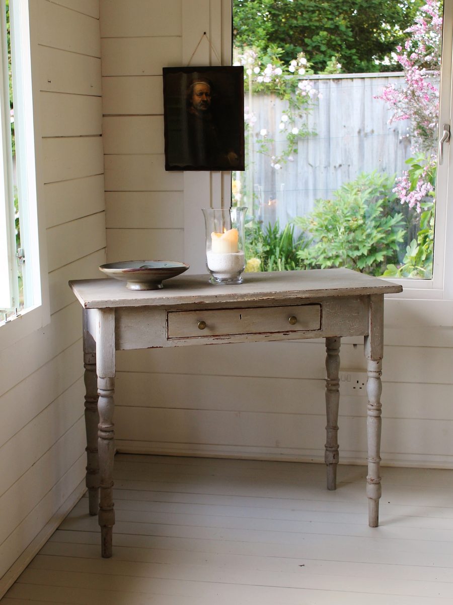 Antique Painted French Grey Console/Hall Table or Writing Desk - Image 3