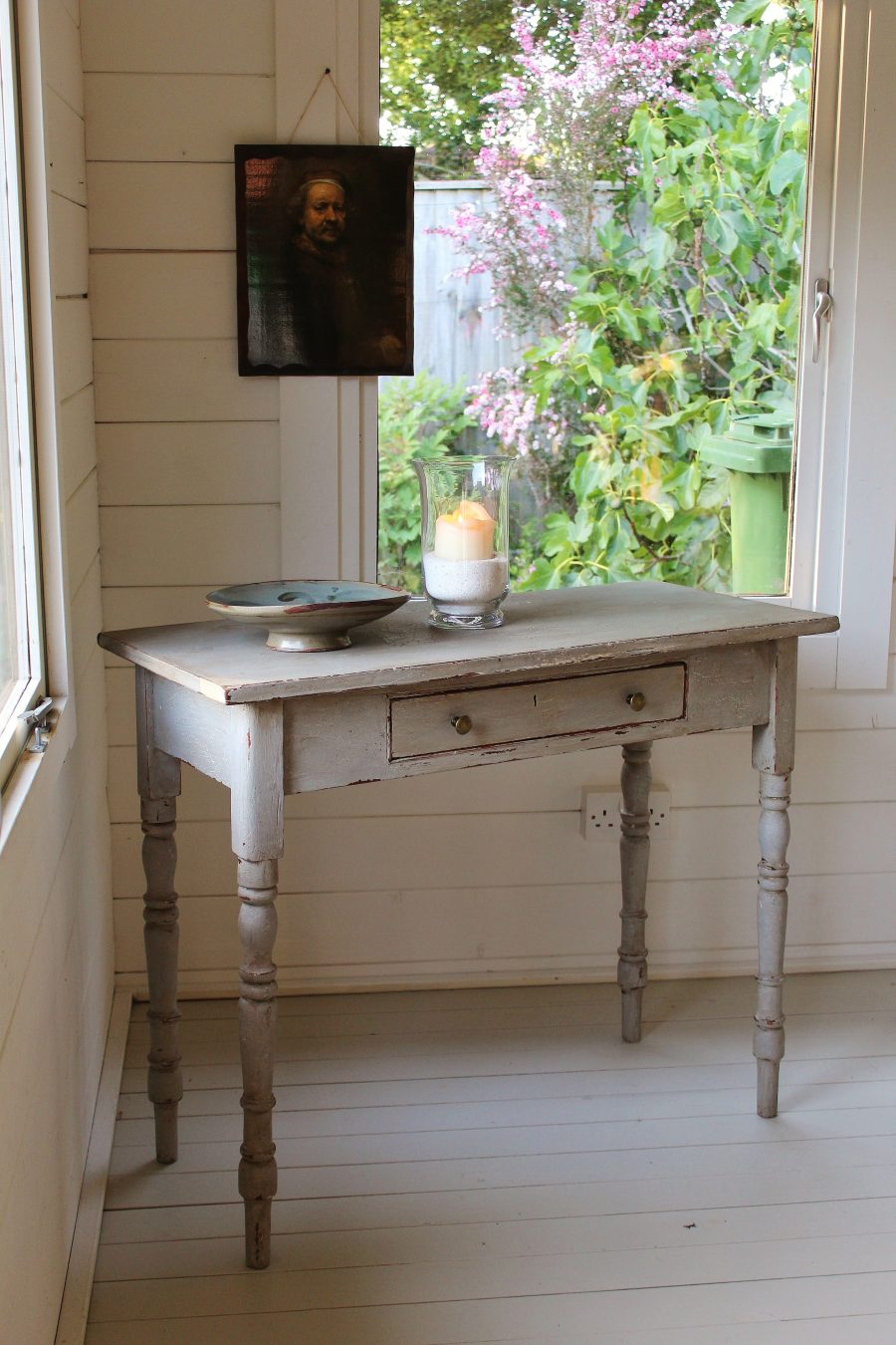 Antique Painted French Grey Console/Hall Table or Writing Desk - Image 4