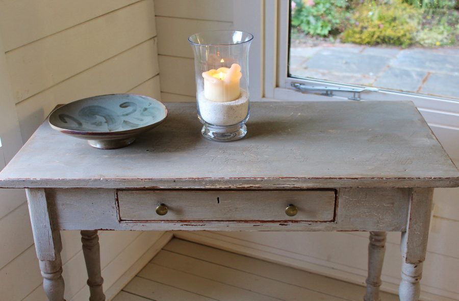 Antique Painted French Grey Console/Hall Table or Writing Desk - Image 5