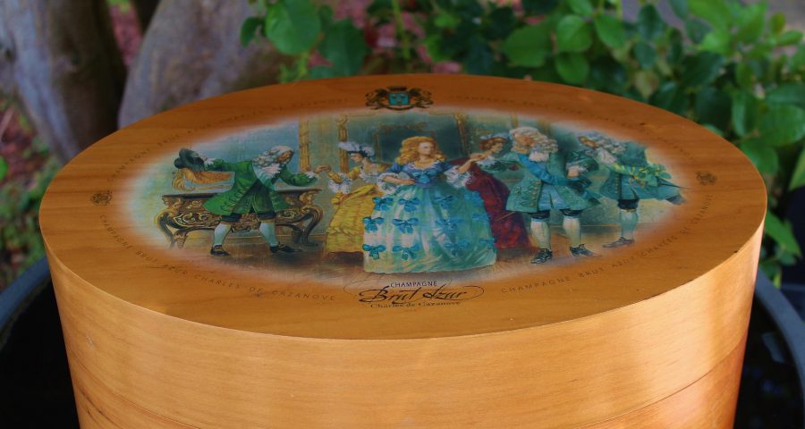 Vintage Bentwood Champagne Box/Storage Box with Decorative Lid
