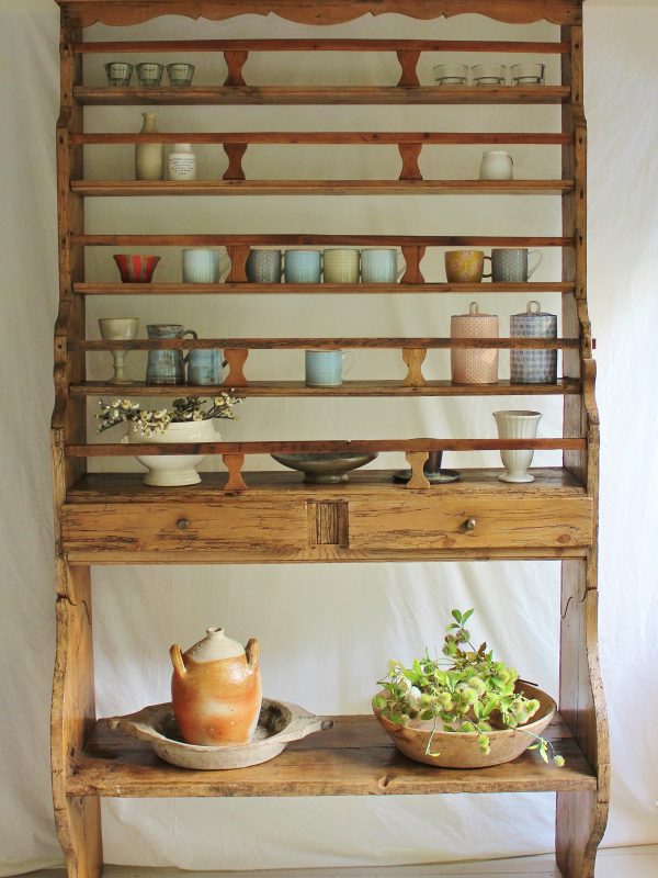 Simple 7ft Antique French 18th Century Pine Open Dresser/Shelves/Display/Storage