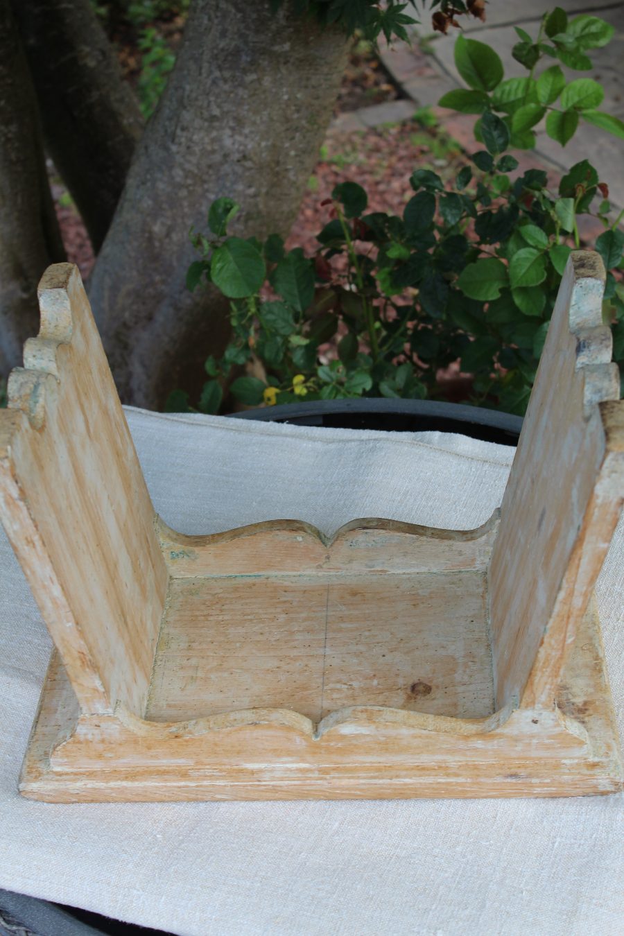 Decorative Rustic Antique Pine Stool in Original Weathered Paint - Image 10