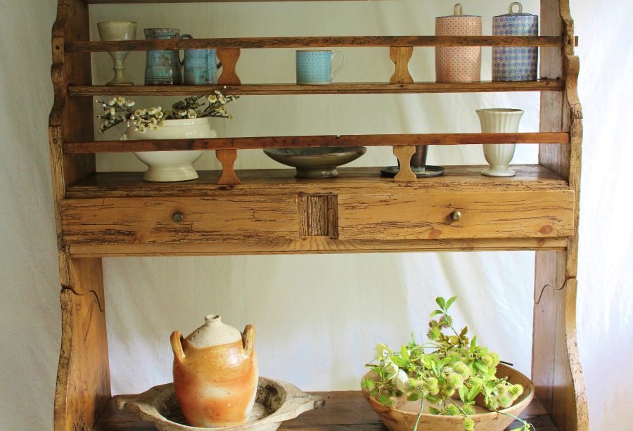 Simple 7ft Antique French 18th Century Pine Open Dresser/Shelves/Display/Storage - Image 10