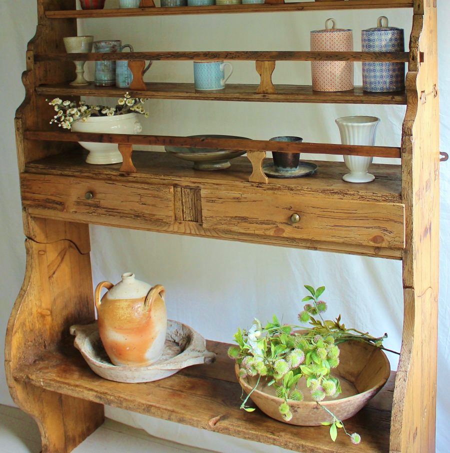 Simple 7ft Antique French 18th Century Pine Open Dresser/Shelves/Display/Storage - Image 11
