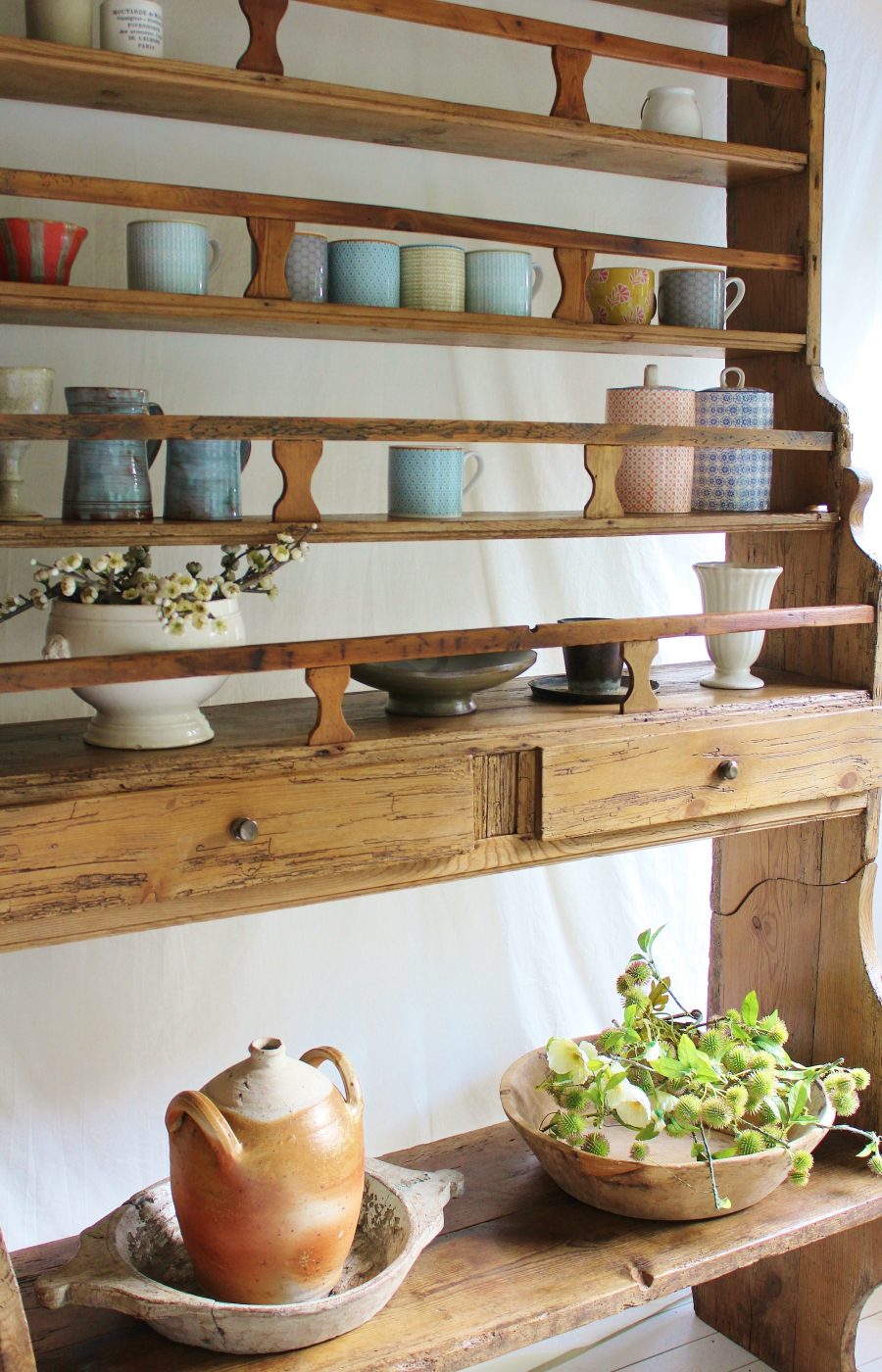 Simple 7ft Antique French 18th Century Pine Open Dresser/Shelves/Display/Storage - Image 12