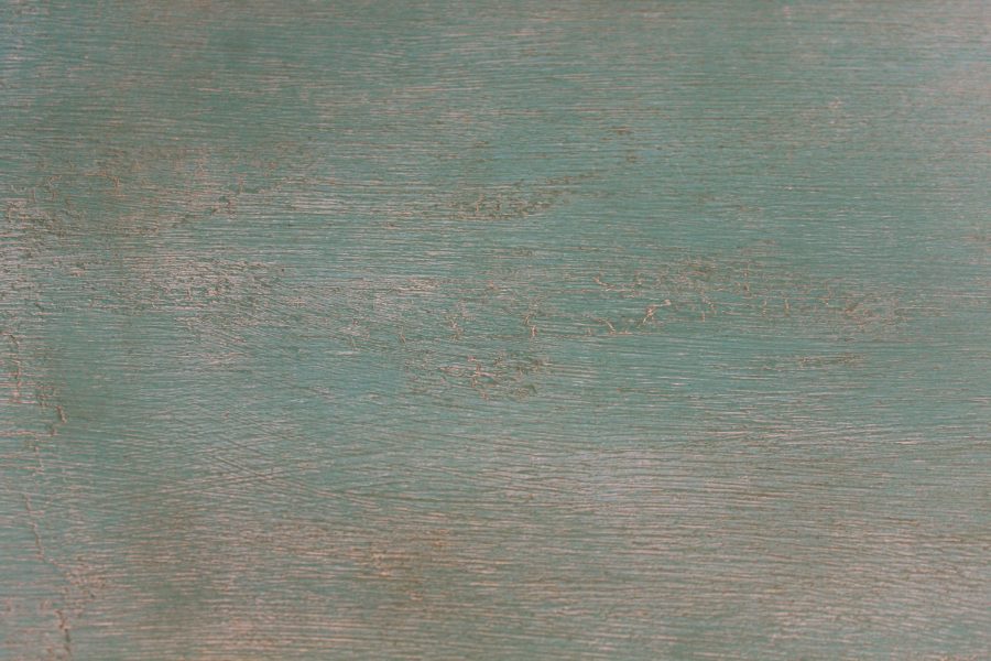 Artisan Hand Painted Serpentine Blue and Worn Gold Console Table - Image 14