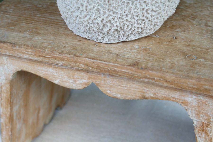 Decorative Rustic Antique Pine Stool in Original Weathered Paint - Image 3