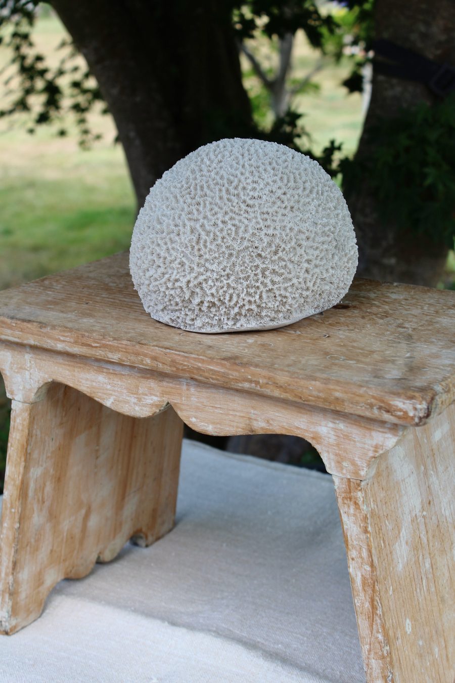 Decorative Rustic Antique Pine Stool in Original Weathered Paint - Image 4