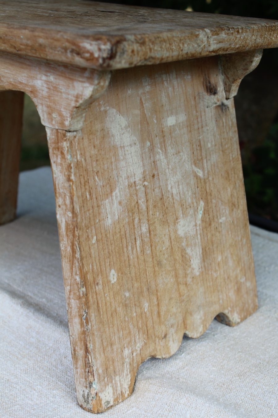 Decorative Rustic Antique Pine Stool in Original Weathered Paint - Image 7
