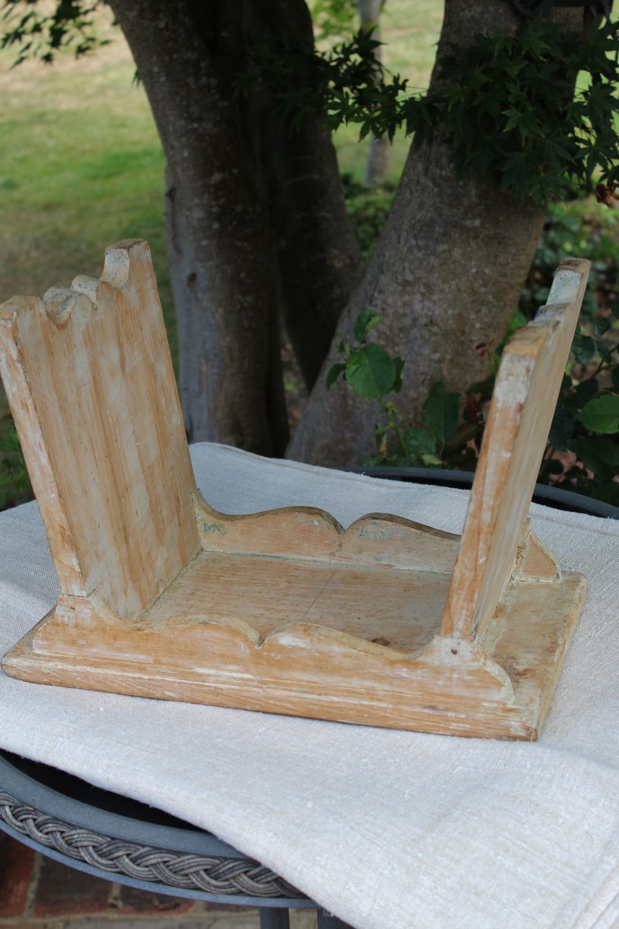 Decorative Rustic Antique Pine Stool in Original Weathered Paint - Image 9