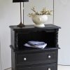 Rustic Hand Painted Rich Black & Porcelain Handled Nightstand/Bedside Chest