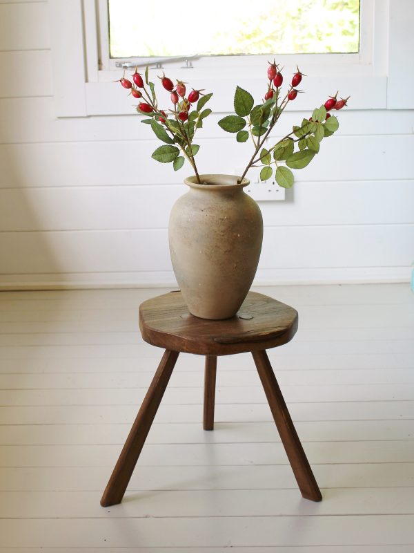 Early Antique Primitive England Walnut 3 Legged Stool