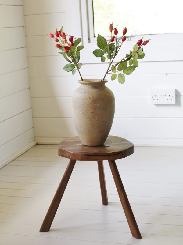 Alternative view of Early Antique Primitive England Walnut 3 Legged Stool