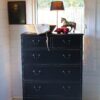 Super Handsome Classic "Rustic Painted" "Rich Black" 6 Drawer Tallboy/Chest of Drawers