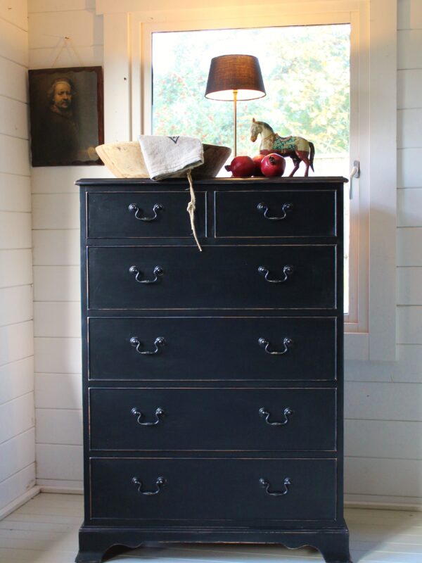 Alternative view of Super Handsome Classic "Rustic Painted" "Rich Black" 6 Drawer Tallboy/Chest of Drawers